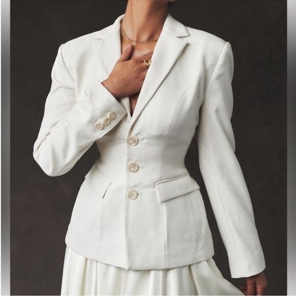 HOUSE OF CB 'Sariah' Ivory Contour Tailored Blazer NWT size Large $185 - Picture 5 of 9